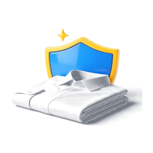Folded shirt with quality shield icon