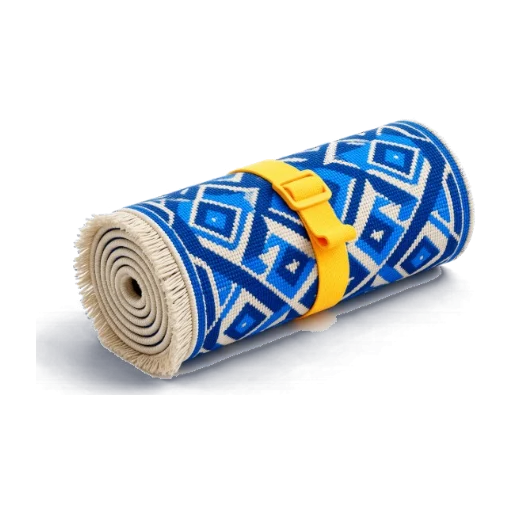 Rolled rug tied with a yellow strap icon